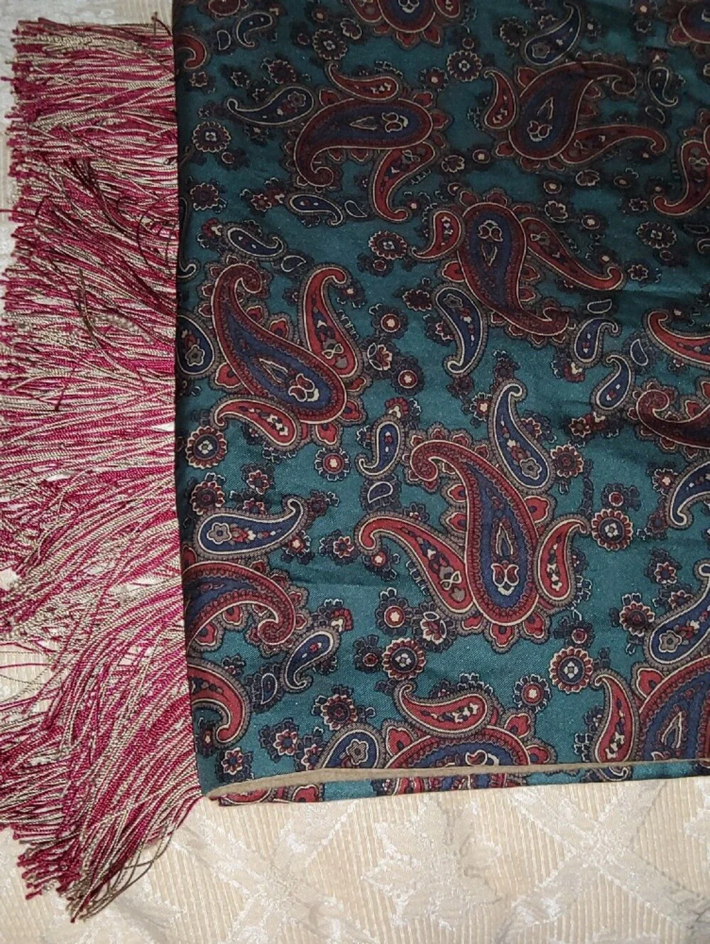 Classic Men's Camel Reversible Scarf with Paisley Lining
